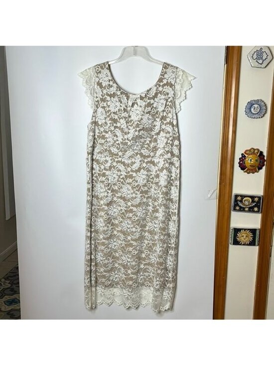 Abs Collection Dresses & Skirts - NWT ABS Allen Schwartz Womens Ivory Lace Overlay Sheath Dress PLUS SIZE 20W